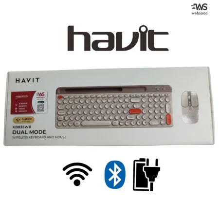 COMBO SANS FIL WIRELESS CLAVIER MOUSE OFFICE HAVIT KB835WB RECHARGEABLE